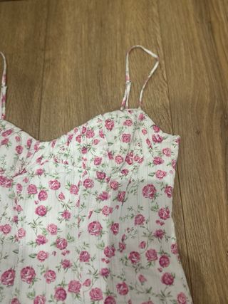 Vestido flores rosa blanco ZARA