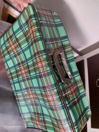 Maleta vintage: Plaid verde