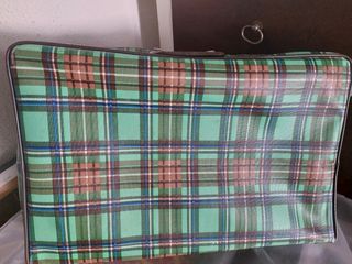 Maleta vintage: Plaid verde