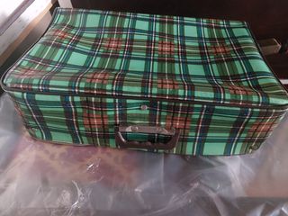 Maleta vintage: Plaid verde