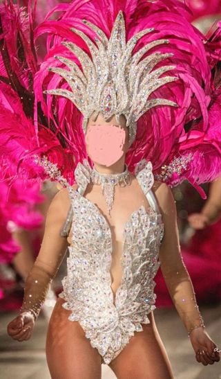Traje reina Carnaval rosa-plata