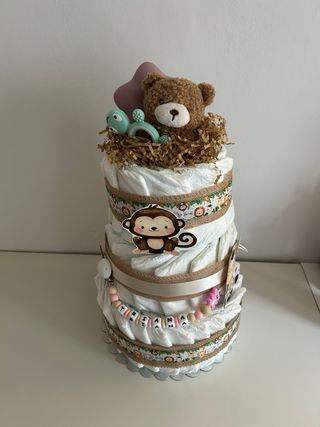 Tarta pañales bebé personalizada