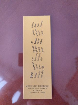 Marcapáginas: *MIESSNER LIBREROS*.