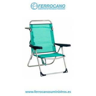 SILLA PLAYA CAMA ALTA ALCO ALUMINIO FIBRELINE AZUL Y VERDE