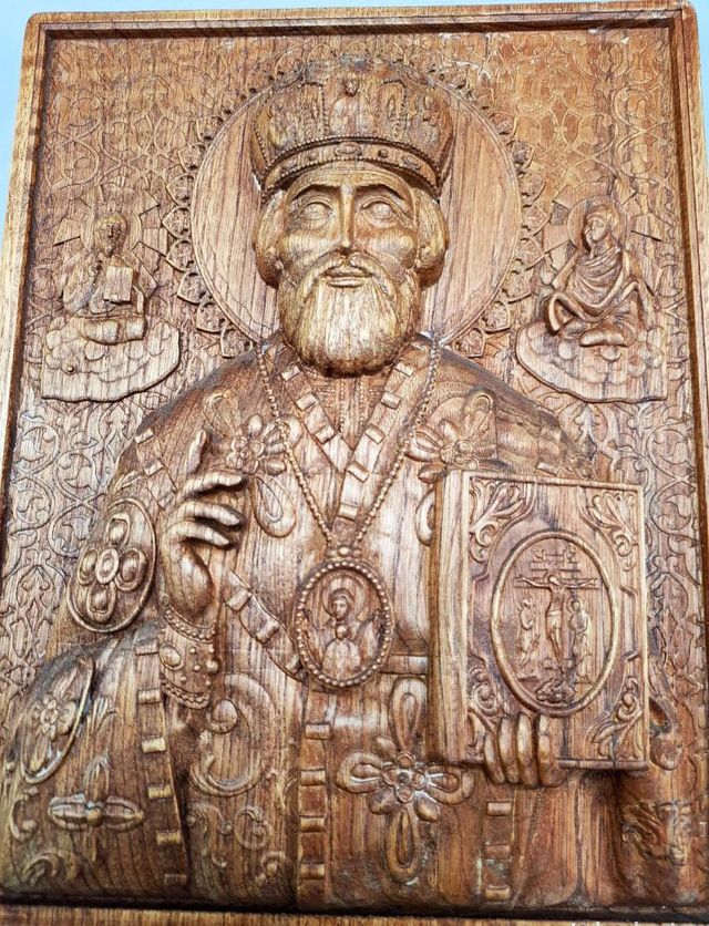 Icono San Nicolás - Madera Tallada