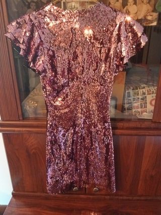 Vestido Zara lentejuelas rosa-morado