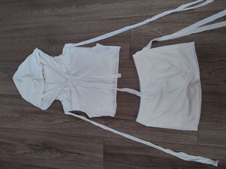 Conjunto top y falda/pantalón blanco
