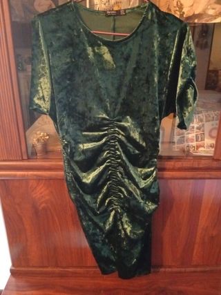 Vestido Zara terciopelo verde M
