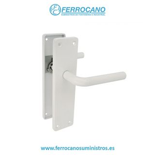 JUEGO MANIVELA PUERTA ALUMINIO AMIG AL4P BLANCO CON PLACA