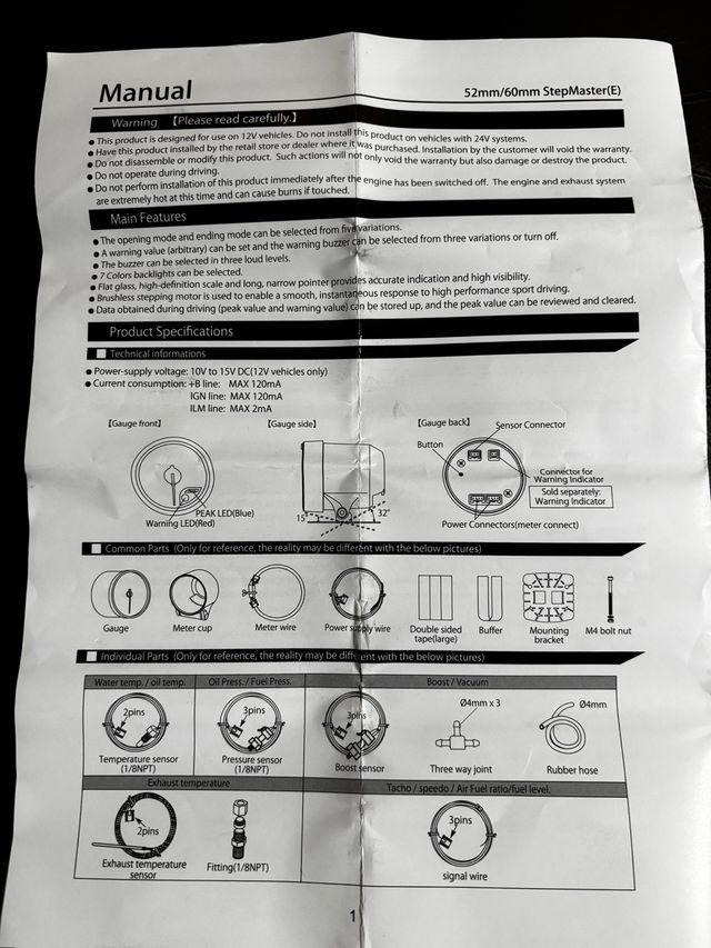 Manómetro presión aceite