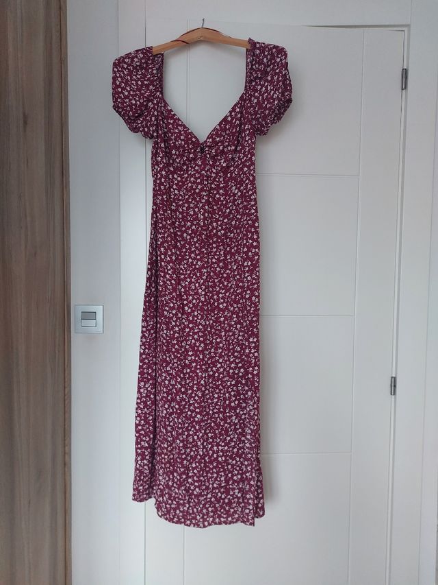 Vestido midi granate estampado