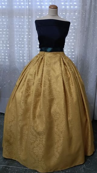 Falda huertana amarilla damasco
