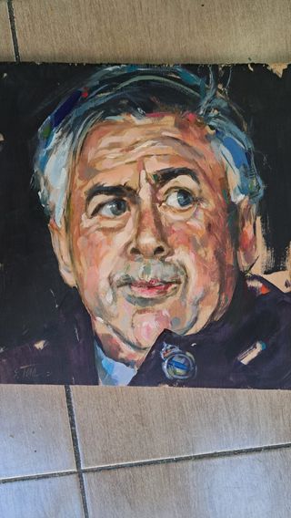 Retrato Ancelotti - Pintura acrílica