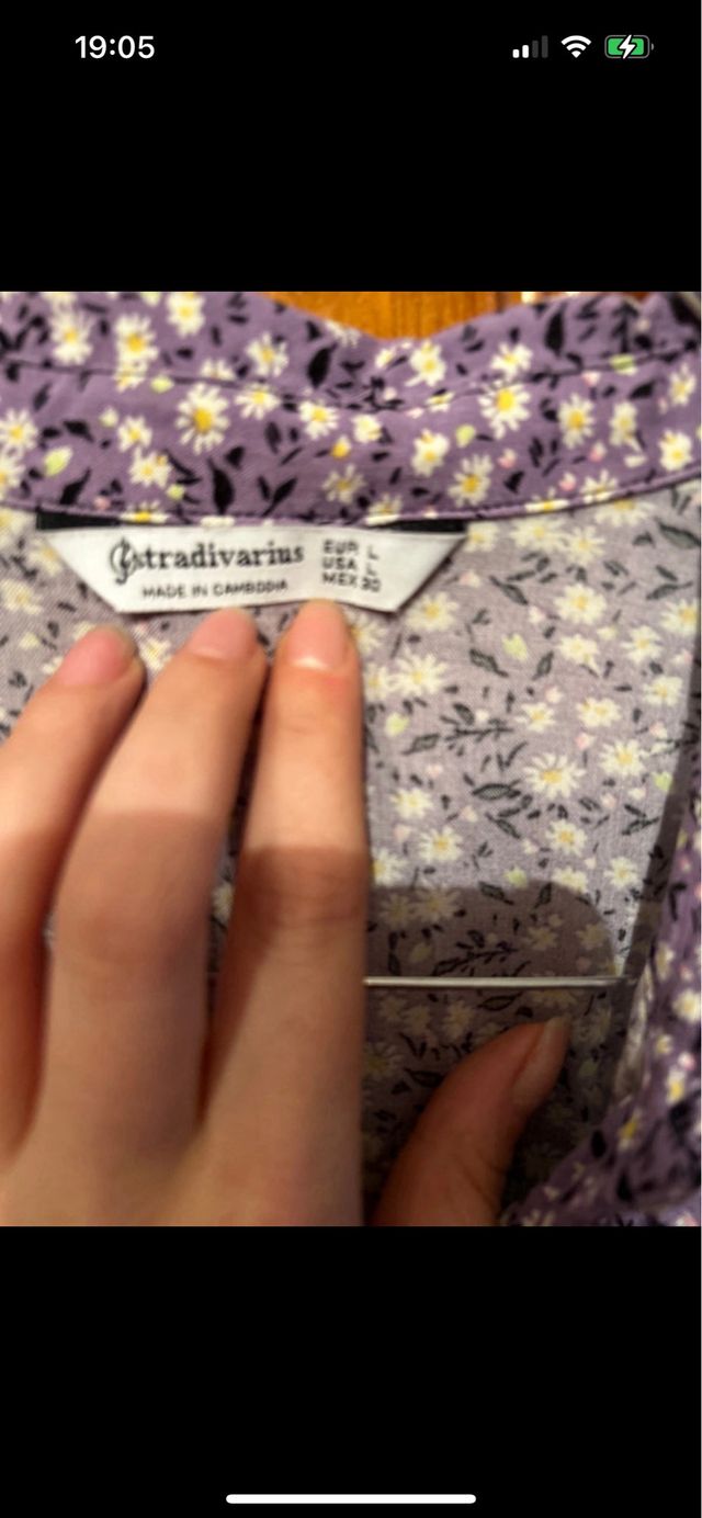 Vestido camisero flores - morado