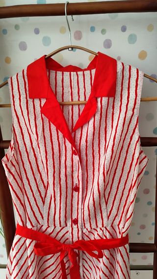 Vestido vintage rayas rojas y blancas