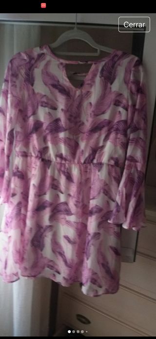 Vestido gasa rosa y morado