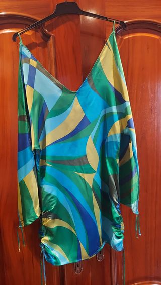 Vestido seda multicolor