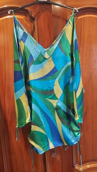 Vestido seda multicolor