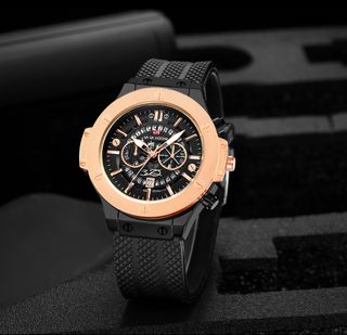 Reloj deportivo lujo negro y dorado