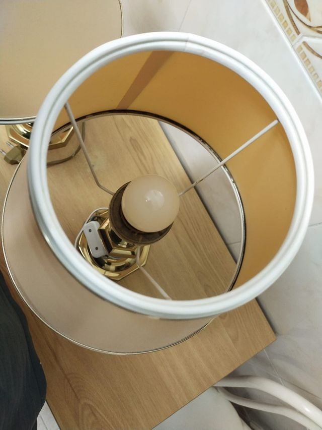 2 Lámparas mesilla - beige/dorado de cobre