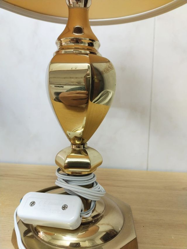 2 Lámparas mesilla - beige/dorado de cobre