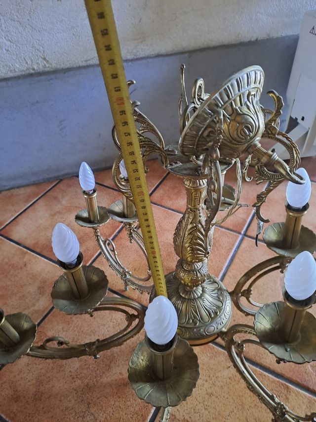 Lampara bronce antiguo 10 luces