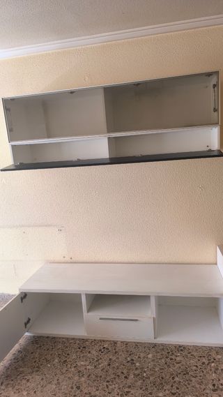 MUEBLE MODULOS TELEVISOR SALON COMEDOR BLANCO MATE