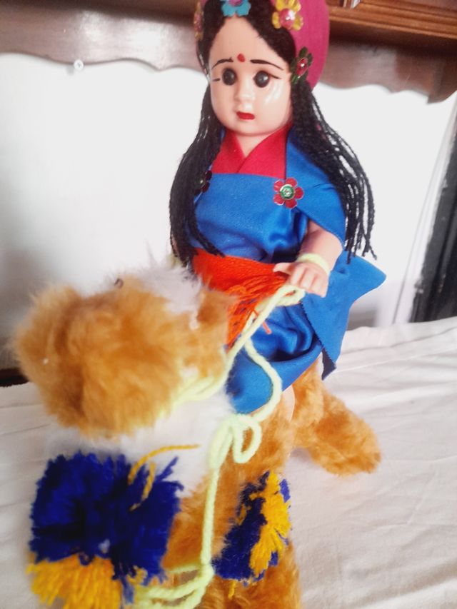 Boneca e Camelo de Pelúcia