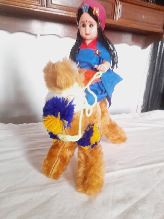 Boneca e Camelo de Pelúcia