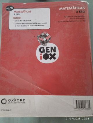 Matemáticas 3º ESO. Libro del estudiante. GENiOX
