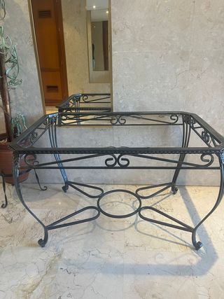 Mesa camilla  de forja con cristal