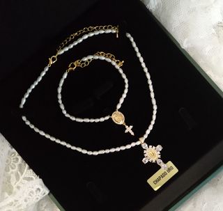 Conjunto fallera perlas naturales 