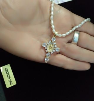 Conjunto fallera perlas naturales 