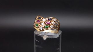 J - 0738 Anillo oro 18k con piedras de colores