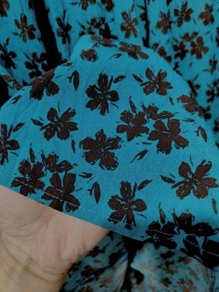 Falda larga turquesa estampada