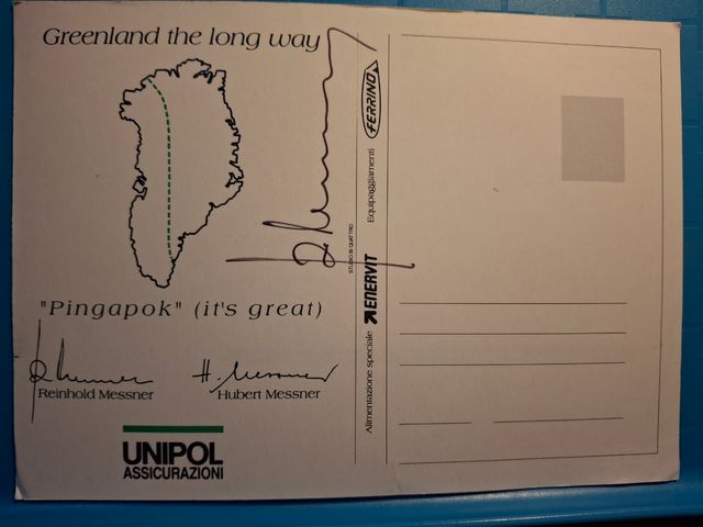 4 Cartoline Messner 1993 2 con autografo