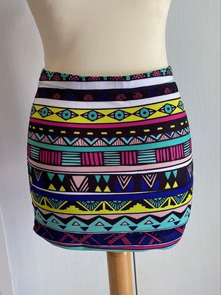 Gonna corta etnica multicolor TU