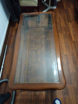 Mesa centro madera cristal
