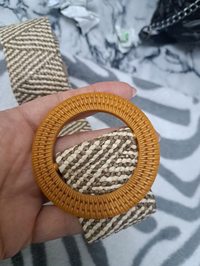 Cintura intrecciata beige e marrone elastica  rego