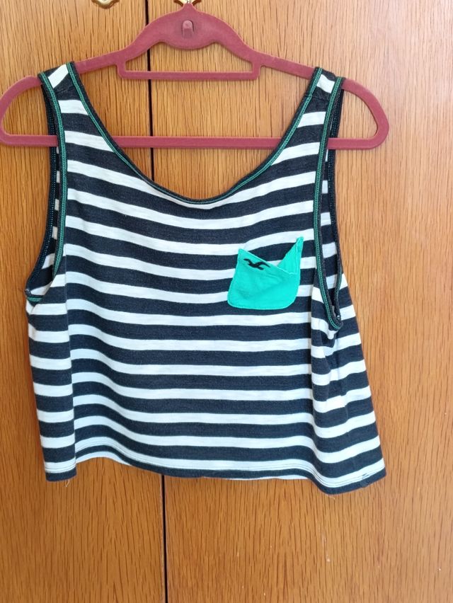 Top corto rayas blanco-axul