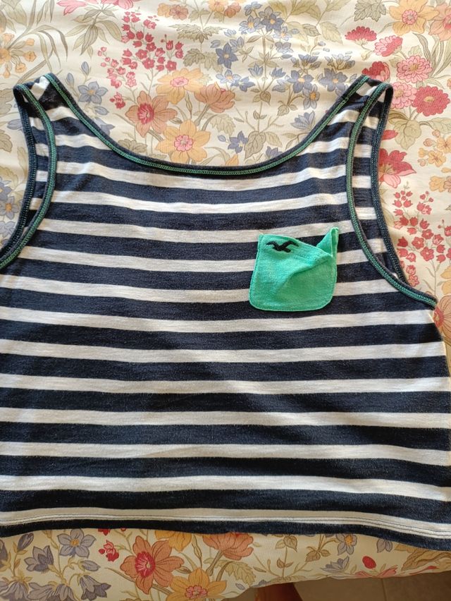 Top corto rayas blanco-axul