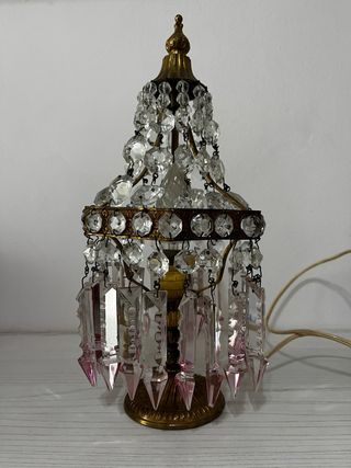 Lampada Tavolo Vintage Cristallo Rosa