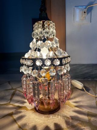 Lampada Tavolo Vintage Cristallo Rosa