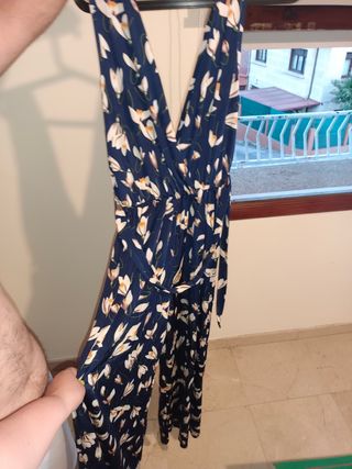 Mono largo estampado azul y blanco