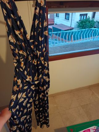 Mono largo estampado azul y blanco