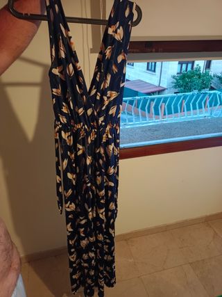 Mono largo estampado azul y blanco