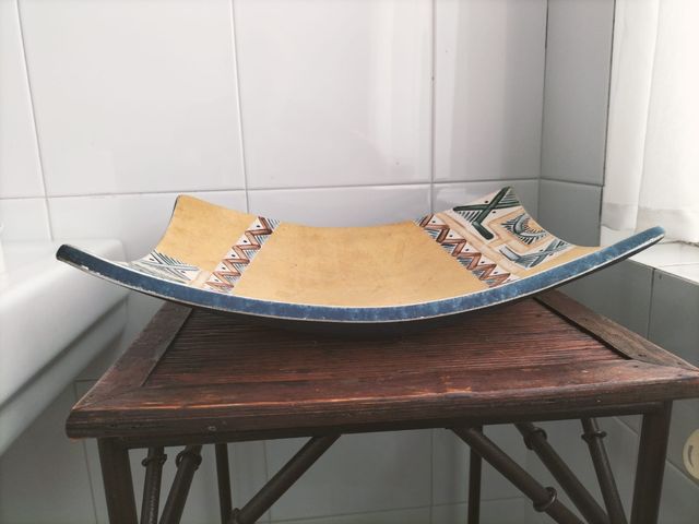 Fuente cerámica decorativa - Mostaza y Azul