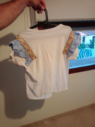 Blusa blanca y azul - Talla única