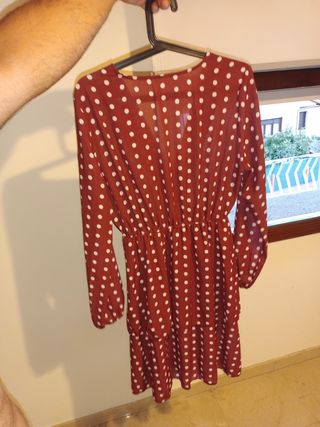 Vestido lunares marrón-blanco