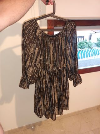 Vestido boho chic beige y negro